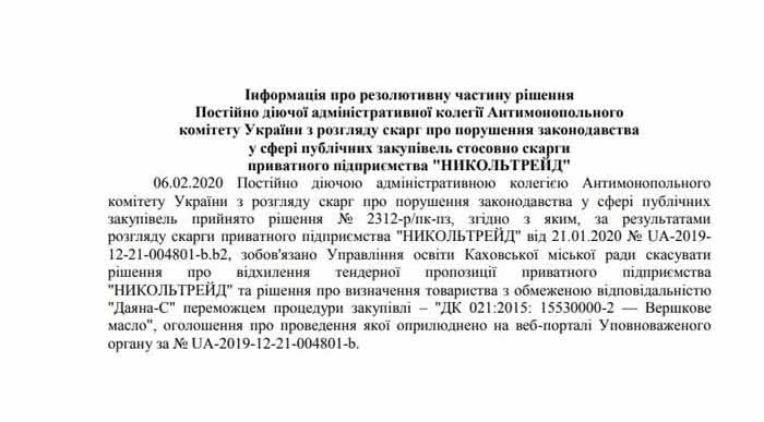 Порушення при закупівлі продуктів для дитсадків і шкіл у Каховці підтвердились