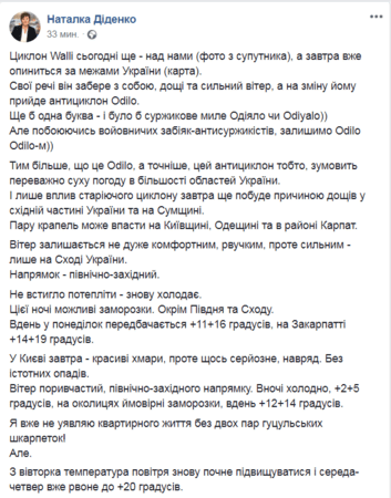 Скриншот из Facebook Наталья Диденко