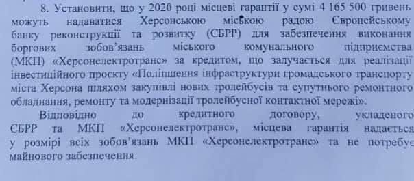 Горсовет Херсона "под шумок" карантина увеличил гарантии города по закупке троллейбусов в 75 (!) раз