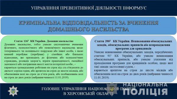 За добу поліцейські Херсонщини відреагували на 35 повідомлень громадян про домашнє насильство