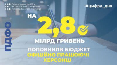 Офіційно працюючі херсонці поповнили бюджет на 2,8 мільярда гривень ПДФО