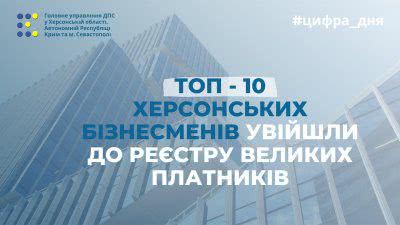 Топ - 10 херсонських бізнесменів увійшли до Реєстру великих платників