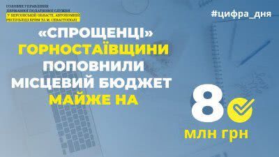 «Спрощенці» Горностаївщини поповнили місцевий бюджет майже на 8 мільйонів гривень
