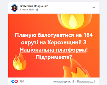 Донька екс-нардепа балотуватиметься по 184 виборчому окрузі на Херсонщині