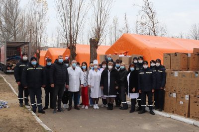 Мобільний госпіталь ДСНС у Каховці, в якому перебували хворі на коронавірус, згорнули