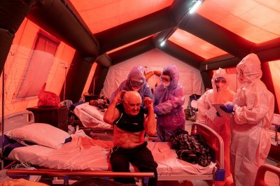 Мобільний госпіталь у Каховці для хворих на COVID-19. Фотозйомки UNICEF Ukraine