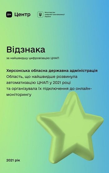 Херсонська ОДА отримала відзнаку від Мінцифри України