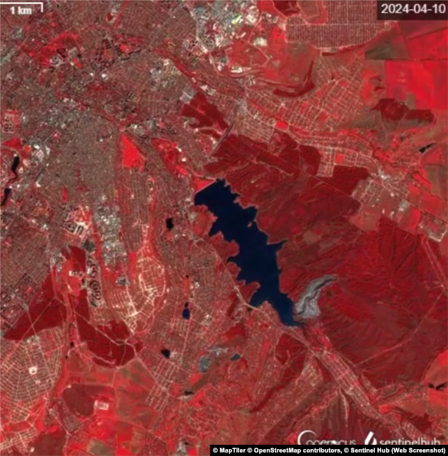 Сімферопольське водосховище станом на 10 квітня 2024 року