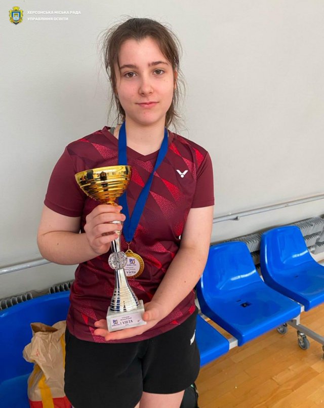 Учениця Херсонської гімназії № 20 Марія Довгалєва на Відкритому кубку з бадмінтону у місті Клайпеда (Литва) виборола 2 перших місця