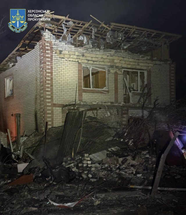 Вночі війська рф здійснили масовані удари по Херсонщині: зафіксовано руйнування та загибель цивільної особи