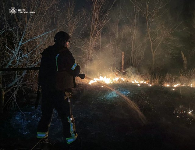 На Бериславщині ліквідовано дві пожежі в екосистемах, одна з яких виникла через ворожу атаку