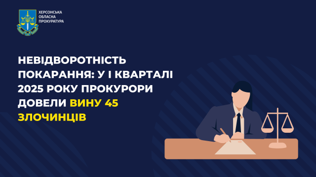 У І кварталі 2025 року прокурори Херсонщини довели вину 45 злочинців