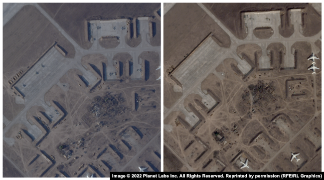 Аеродром Мелітополя 24 березня та 21 березня