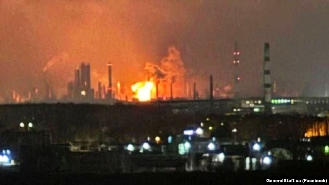 Наслідки удару Сил оборони України по Рязанській нафтопереробній компанії, завданого у ніч на 26 січня 2024 року, ілюстративне фото